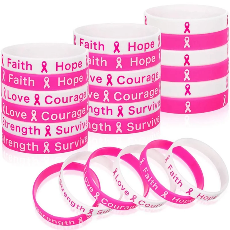 Fighter Breast Cancer Awareness Ribbon Survival Silica gel Bracelets  Bracelet Bangles For Women Kids Pulseras de moda