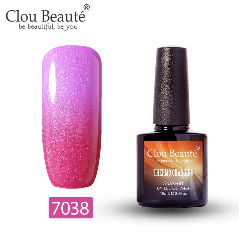 7038 Clou Beaute термо-меняющийся УФ-гель для ногтей Топ УФ светодиодный гель лак для ногтей Гибридный впитывающий гель лак Лаки Lucky Nail paint 10 мл - Цвет: 7038