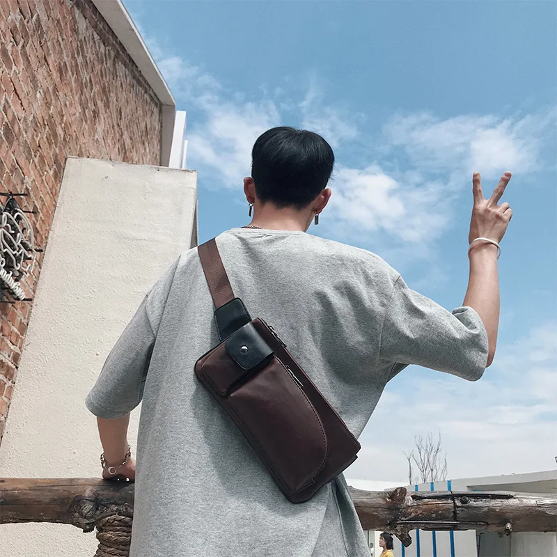 

New single shoulder bag, men's retro chest bag, oblique satchel, sports bag, leisure waist bag, Korean version of men's bag.