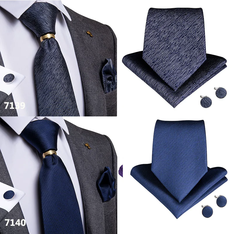 Мужской галстук, золотой, синий, красный, зеленый, однотонный, качественный Шелковый Свадебный галстук для мужчин, галстук-кольцо Hanky Cufflink, деловой Подарочный галстук, набор DiBanGu, дизайн