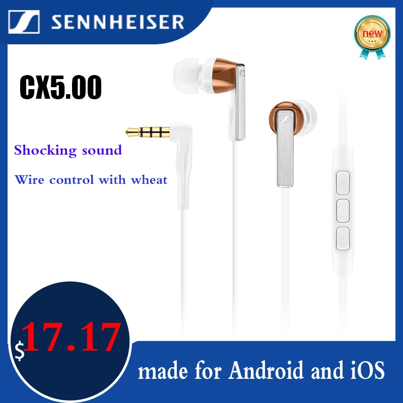 

Sennheiser CX5.00i/G 3.5mm Stereo Dynamic Headset In Ear Earphones Sport Earbuds High Performance with Mic for IPhone Androd