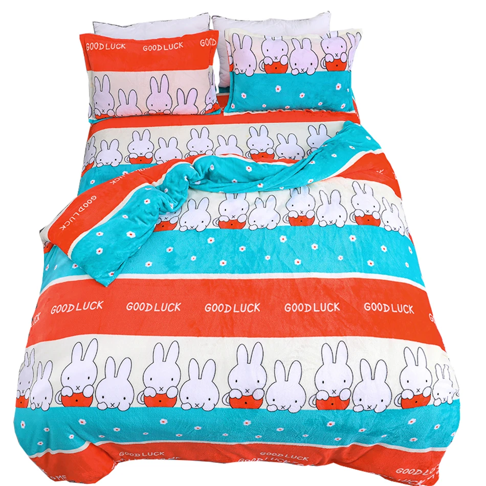 

3PCS Duvet Cover Set With Pillowcase Flannel Fleece Pillow Sham Microfiber Polyester Soft Keep Fast Warm In Winter Custom Size