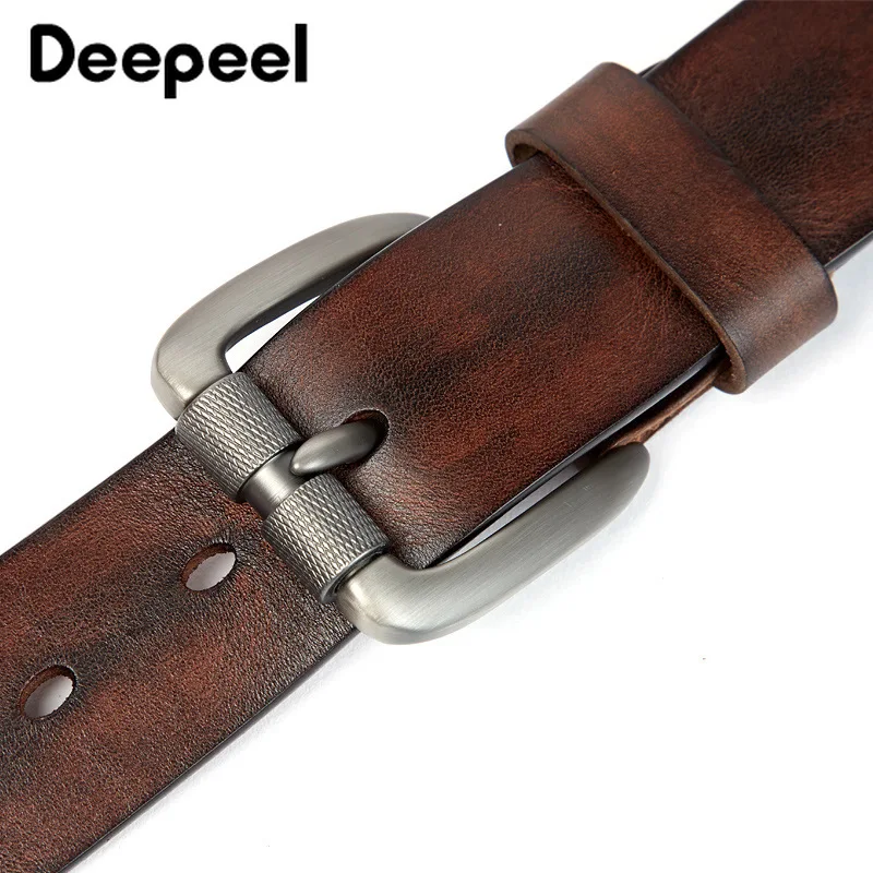 Deepeel 3,8 см 105-130 см мужской ремень верхний слой кожаный ремень с пряжкой вымытый ретро джинсовый стиль мужские повседневные брюки ремень YK621