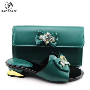 

2020 New Design Green Color Italian Women Shoes and Bag to Match African Style Matching Shoes and Bag Set for Party
