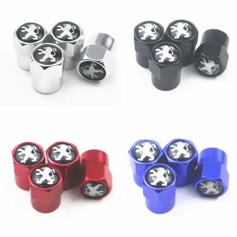 Nuevo 4 Uds Auto vástago de válvula de neumático tapas para Peugeot 206, 207, 308, 408, 508 RCZ 208, 3008, 2008, 4008 accesorios de coche