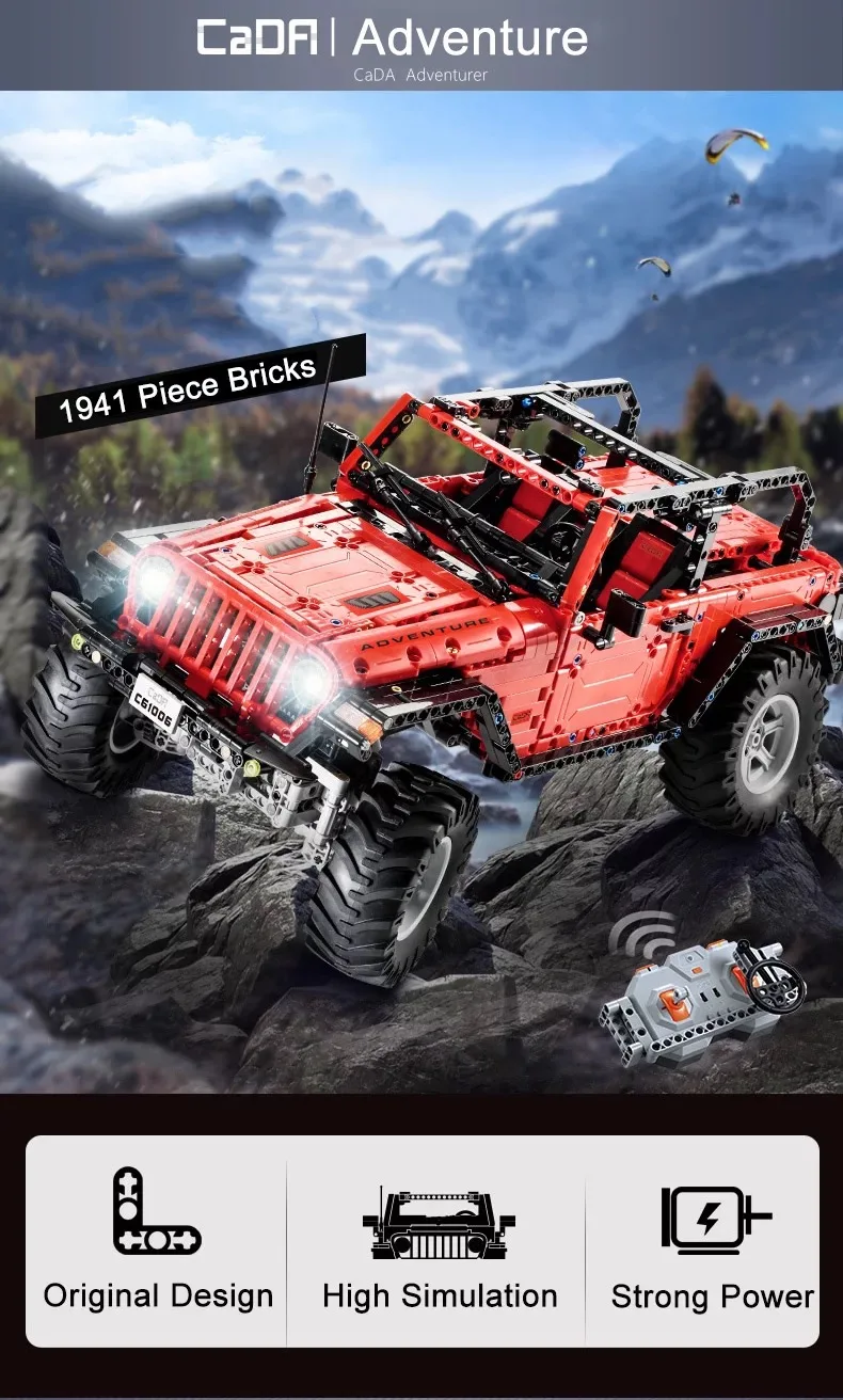 RC машинка из конструктора C61006 1941 шт пульт дистанционного управления внедорожник Jeep Wrangler конструктор набор игрушек