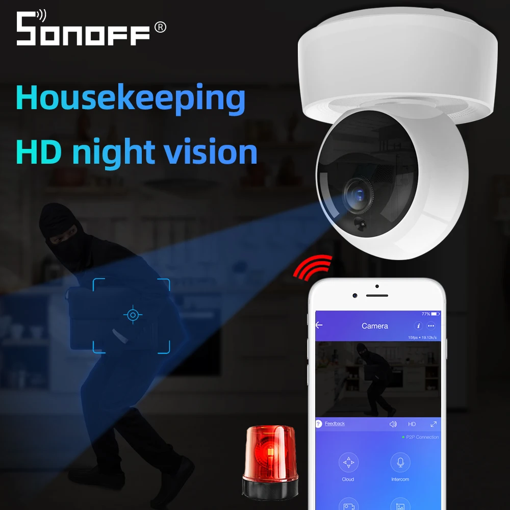 Беспроводная умная Wi Fi камера SONOFF 1080P HD IP Mini Ewelink 360 ИК радионяня сигнализация