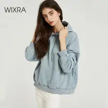 База новинка весна зима осень тренд wixra модная одежда классические свободные женская мастхэв стильная повседневные гардероб сплошное толстовка свитер капюшон с длинным рукавом топы голубой цвет