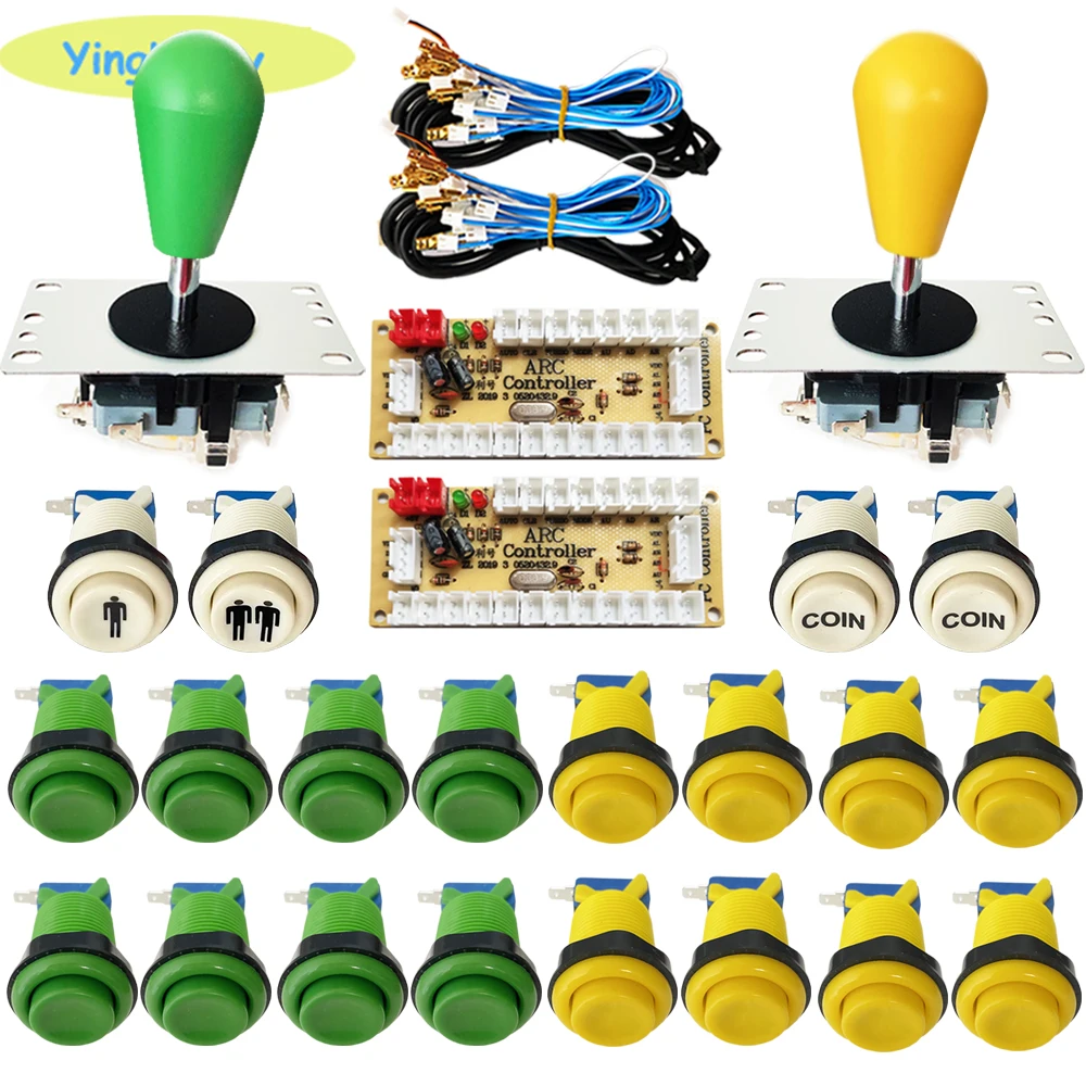 2 player arcade joystick kit zero delay mando usb encoder happ type button to PC Raspberry PI 