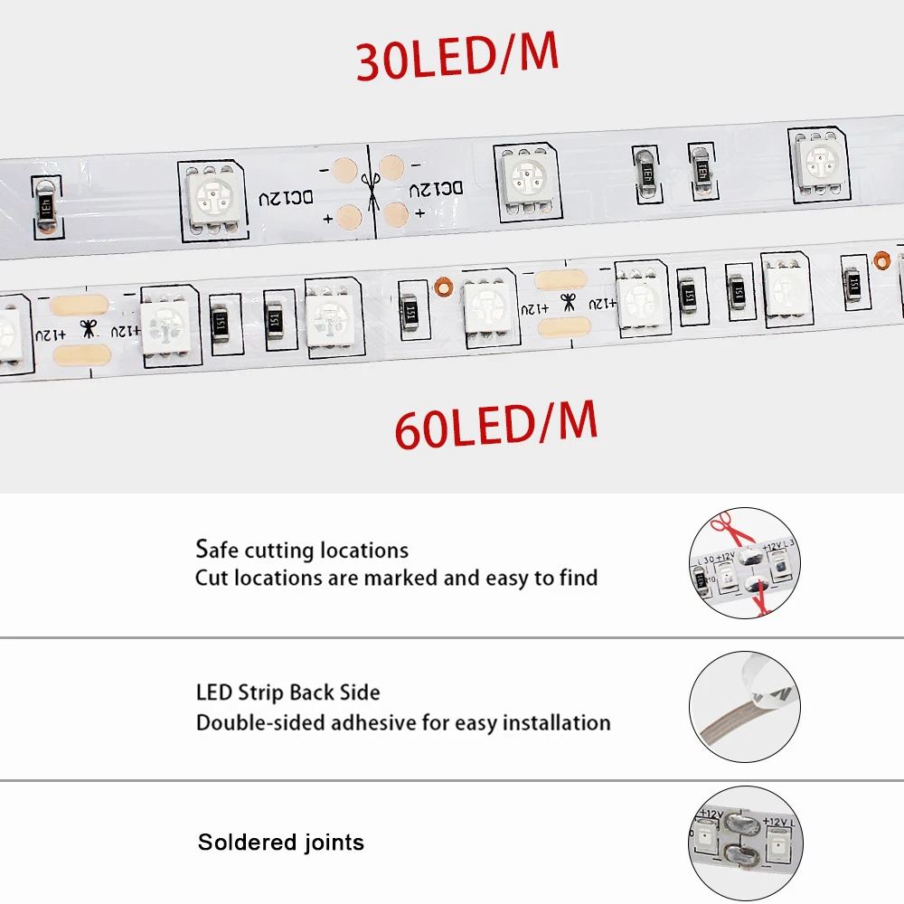 ИК инфракрасный светодиодный фонарь с полосками 850нм 940нм гибкий SMD5050 DC12V 30 s на