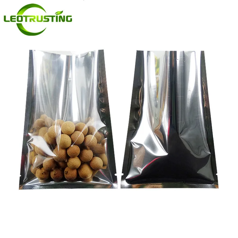 Leotrusting 100pcs One Side Clear Open Top Foil Vacuum Bag Plastic Food Nuts Snack Heat Seal Packaging Gift | Дом и сад