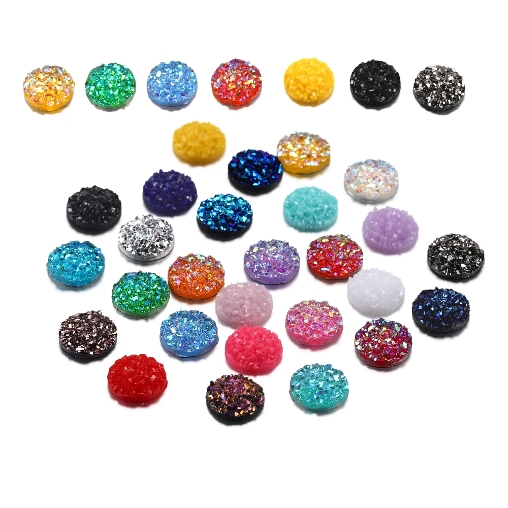 

30Pcs/Lot 10mm Round Resin Cabochon Mixed Color Convex Flat Back Shape Cabochons DIY For Jewelry Making Finding Supplies Pendant