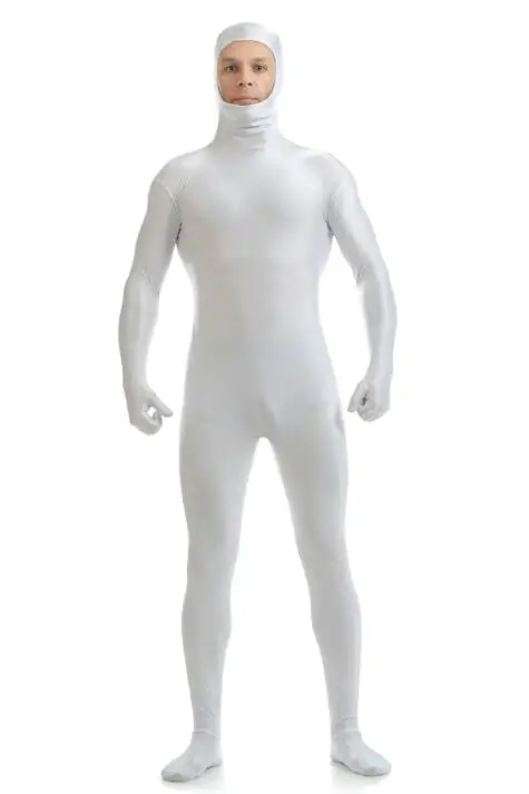 Костюм зентай из лайкры для взрослых и детей, костюмы на Хэллоуин для мужчин, облегающие костюмы, нейлоновое боди из спандекса, костюмы для косплея - Цвет: Белый