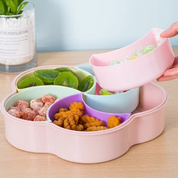 

Plastic Flower-shaped Multi Grid Snack Storage Box with Lid Creative Multicolor Candy Storage Case Fashion Decoration Platter