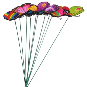 

40 Pcs Butterfly Stick Colorful PVC Attractive Figurines Butterfly Rods Wire Plungers for Home Garden
