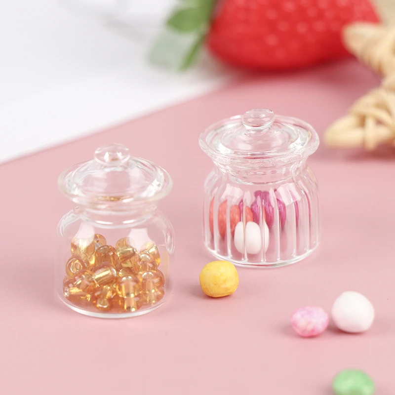 6 uds frasco de vidrio de caramelo para casa de muñecas miniatura escala 1:12 accesorios de cocina de comida 