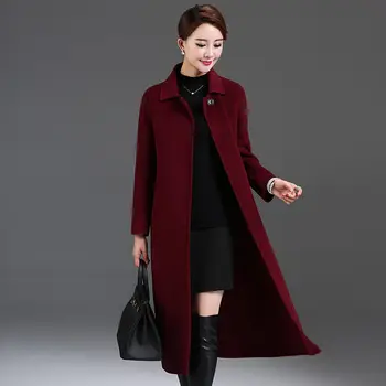 

New 2020 Autumn Winter Woolen Coat Female elegant fashion Long Wool Women Coat Female Jacket