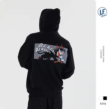 

LawFoo fall/winter 2020 new national fashion Men's Demon Cat embroidered reflective printing men's hoodie
