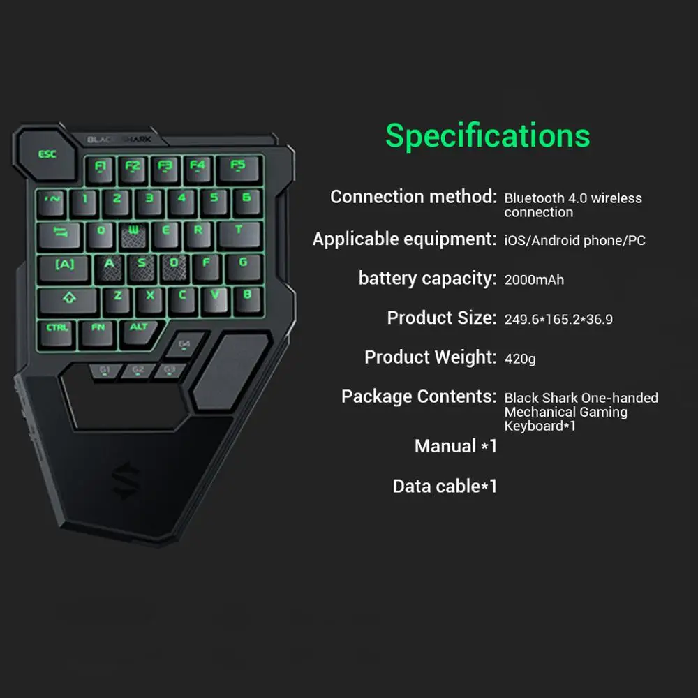Оригинальная Беспроводная Bluetooth Клавиатура Black Shark совместимая с Android iOS PC RGB