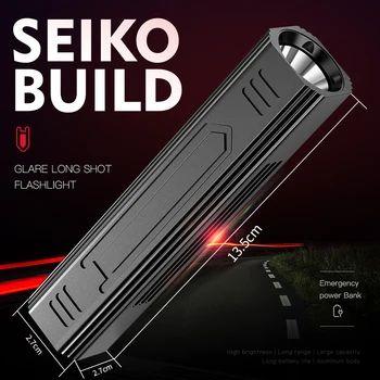 

New Seiko edc USB Rechargeable LED Flashlight With T6 LED Built-in 18650 battery Waterproof hunting camping light Zoomable Torch