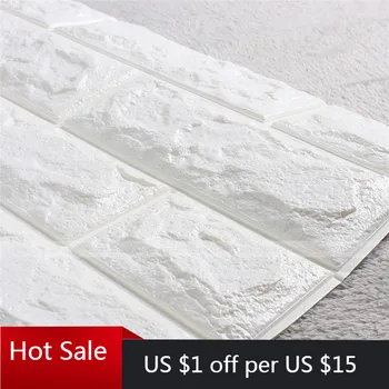

Stone Brick Pattern 3D White Textured PE Foam Wallpaper Self-adhesive 3D Brick Pattern PE Foam Wall Sticker
