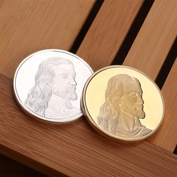 

Jesus Christ Silver Gold Plated Commemorative Coin Collectible Gift Bit coins Historical Memorabilia European Style Decorative