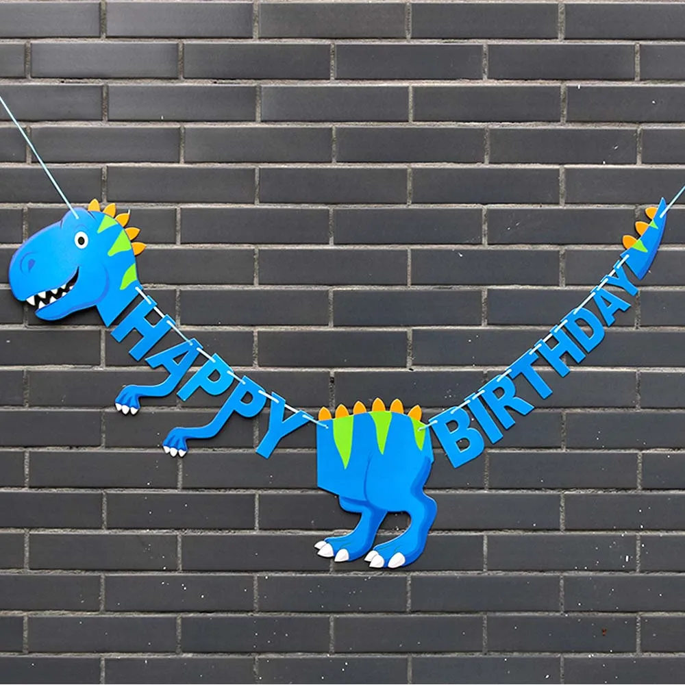 

Cute Animal Dinosaur Banner Set Dino Themes Event Party Supplies Decoration Decor Happy Birthday Banner Favors For Kids Boy Gift