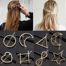 Headwear Barrettes Hair-Clip-Accessories Hairband Circle Geometric Metal Triangle Moon