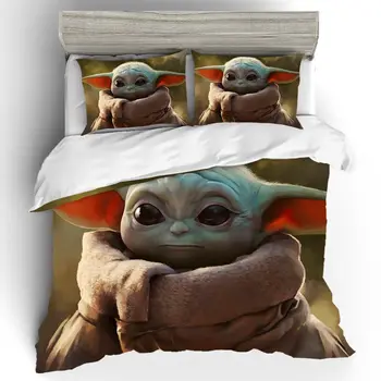 

DIY Star Wars Baby Yoda Bedding Set 3D Home Textile Quality Qualified Cotton Single Queen Bedding Set Duvet Cover PillowCases