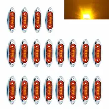 Fuleem 20 pces âmbar amarelo 3 led lado marcador luz de afastamento lâmpada peixe cromo para van reboque caminhão barco 10-30 v à prova dwaterproof água