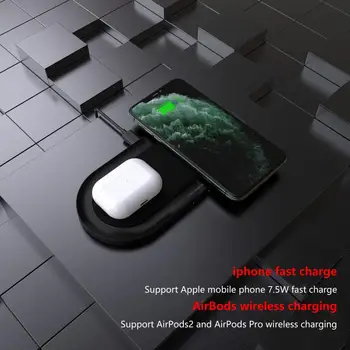 

Fast 2in1 Dual Wireless Charger Pad For Airpods Pro For IPhone X XR XS 11 Pro Max Samsung S10 Xiaomi QI Induction 20W Charging