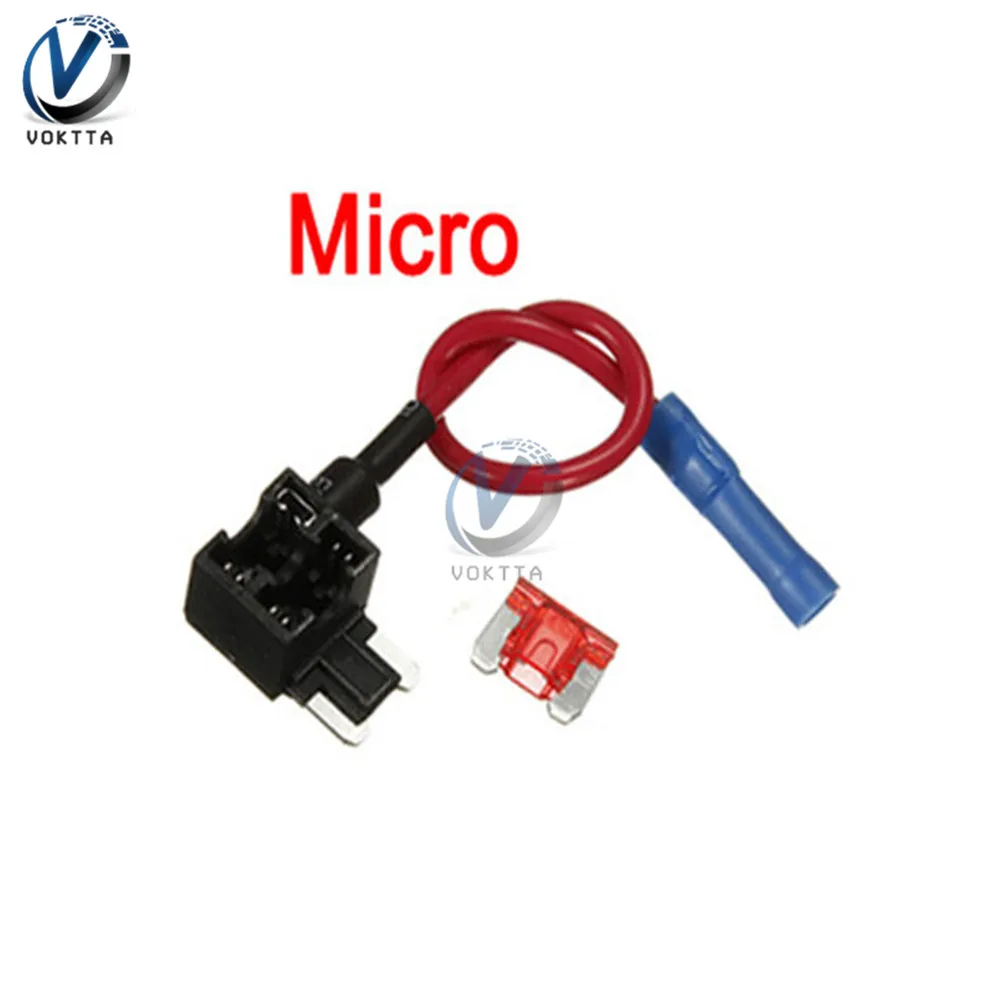 12 В автомобильный лопастной держатель предохранителя Add-a-circuit TAP Adapter Micro Mini standard ATM, APM Blade Автомобильные предохранители с 10A AMP предохранитель провода - Цвет: Micro