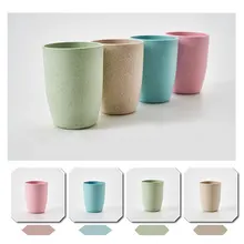 Наборы для ванной, Подарочная удобная на ощупь зубная щетка, чашка для зубной пасты, зубная кружка, чашка для мытья полоскания, пшеничная солома, 4 цвета, 400 мл, держатель для дома