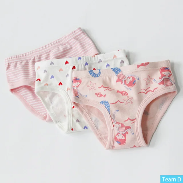 SheeCute 3 Pcs/Lot Girl's Toddler & Kids Underwear 100% Cotton Soft Panties Baby Panties Kids Briefs Team D