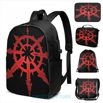 

Funny Graphic print Star of Chaos USB Charge Backpack men School bags Women bag Travel laptop bag