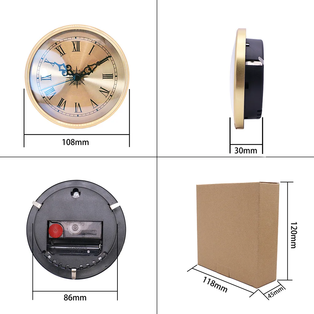 4.25Inch Quartz Clock Insert Roman Numeral Clock Movement DIY Fit 3.39' Hole