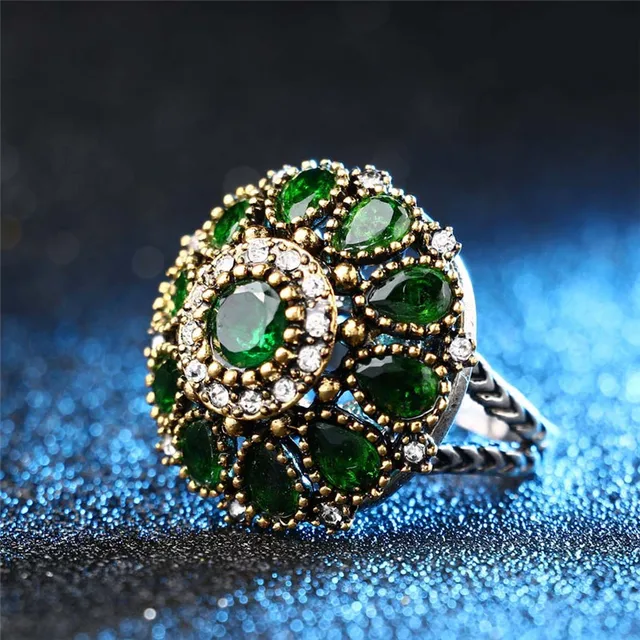 Crystal Flowers Ring For Women Jewelry Vintage Wedding Ring 1