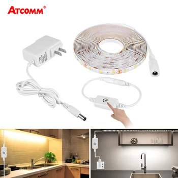 

1m 2m 3m 4m 5m LED Strip With Touch Control Switch 2A Power Adapter 2835 60 LEDs/m Cabinet Lamp Night Light Cold/Warm White