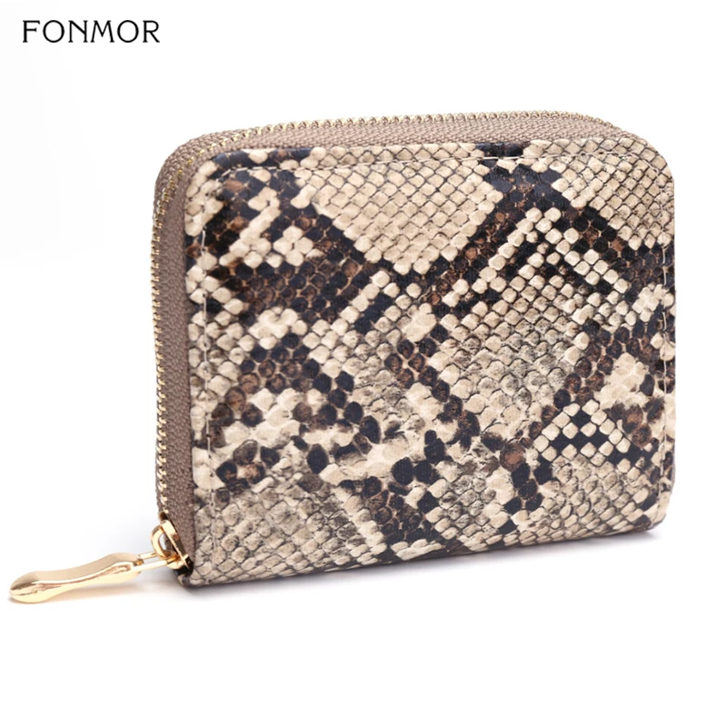 

Women Clutch Card Holder Wallets Luxury Brand PU Leather Snake Pattern Short Coin Purse Female Fashion Zip Holder Dollar Wallet