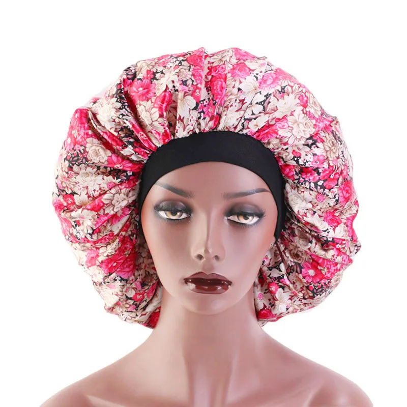 Large Print Satin Silky Bonnet Sleep Cap Width Elastic Band for Women Solid Color Head Wrap Lady Hair Accessories Wholesale Large Print Satin Silky Bonnet Sleep Cap Width Elastic Band for Women Solid Color Head Wrap Lady Hair Accessories Wholesale
