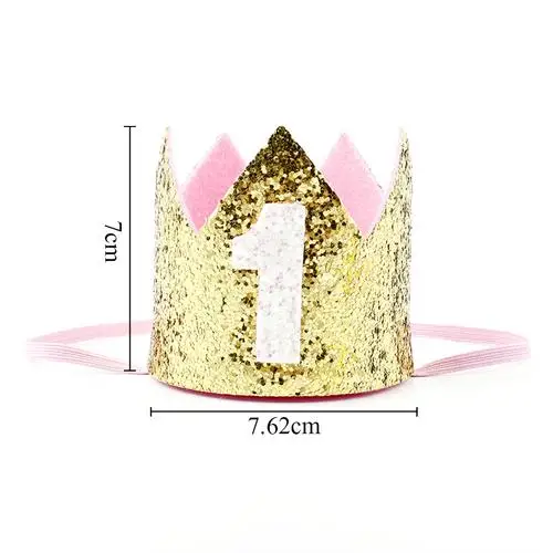 1 2 3 лет шляпа на день рождения ребенка душ декоративный ободок Детские вечерние корона шляпа синий золотой - Цвет: Type 2 A