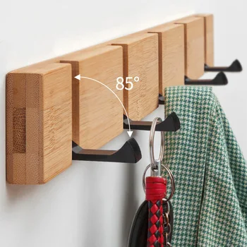 

Wood Wall Hanger Door Hooks Hangers for Clothing Bags Keys Scarf Belt Coat Vintage Clothes Organizer with Hidden 2/3/4/5 Hooks