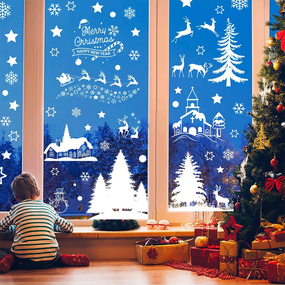 Christmas Xmas Santa Removable Window Stickers Art Decals Wall Shop Home Decor 