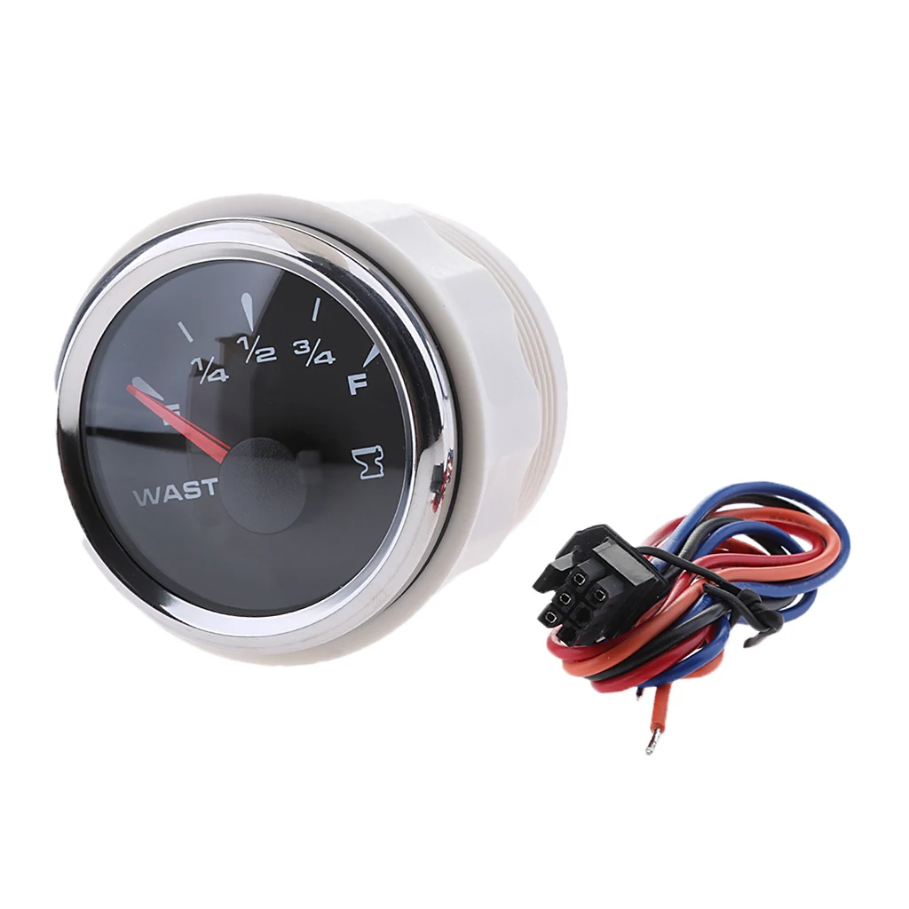 9-32V 52mm Black Dial Boat Marine Electric Sewage Water Level Gauge with Colorful Backlights