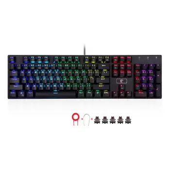 شراءلوحة مفاتيح ميكانيكية Z88 Eagle RGB للألعاب 104 مفاتيح بإضاءة خلفية LED مفتاح خارجي بني لمسية لوحة مفاتيح من الألمونيوم لطراز Gamer Typist