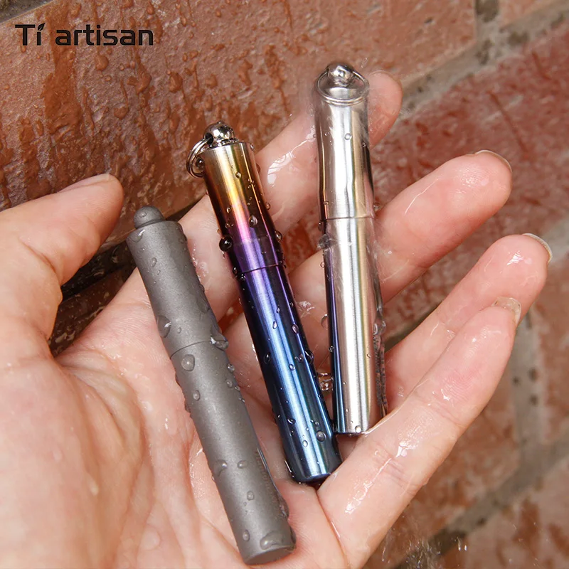 Tiartisan Outdoor Titanium Medicine Box Compact Titanium Keychain Pill Fob Holder Camping Edc Titanium Waterproof Pill Case