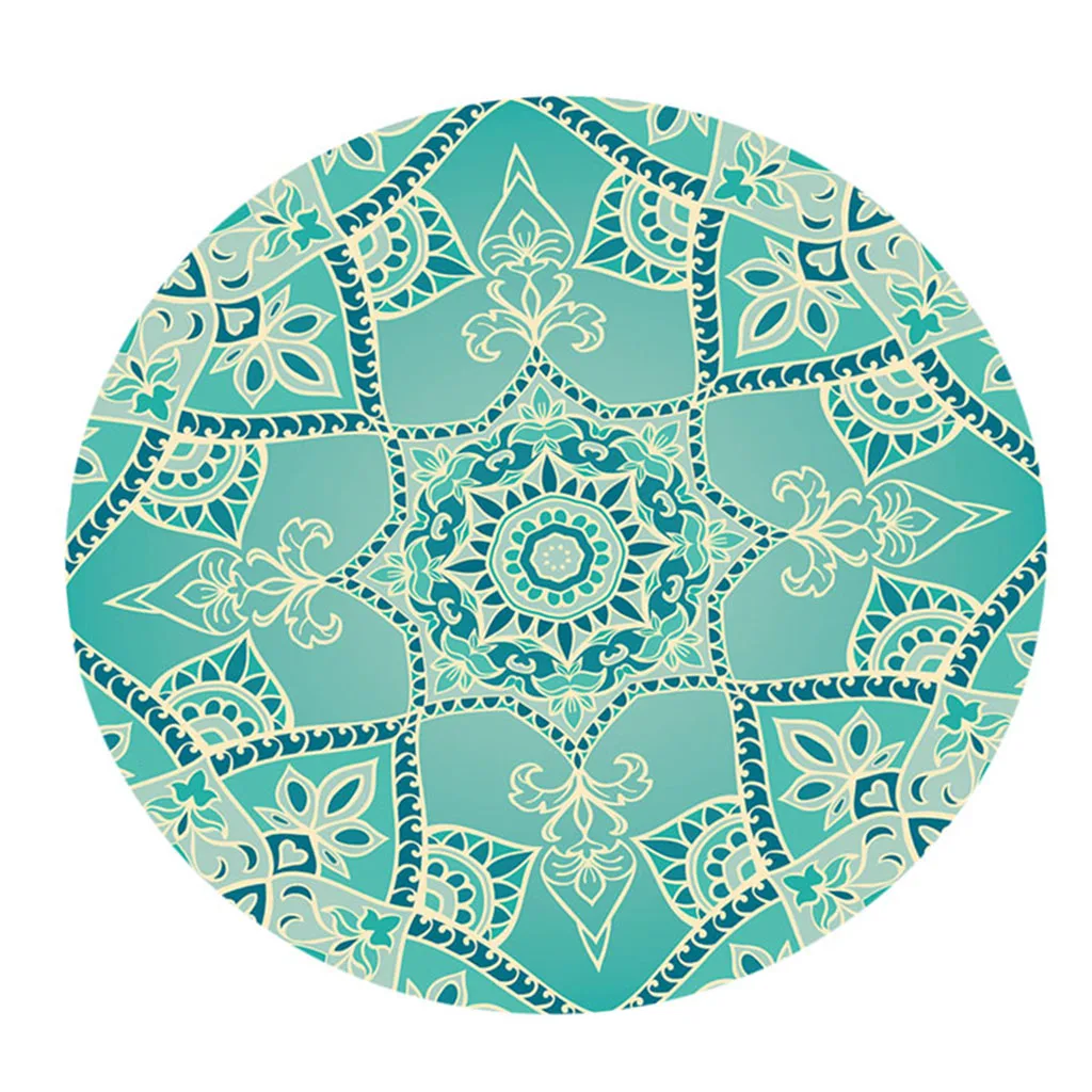 Waterproof Non-slip Table Cloth Round 47 Inch Elastic Edge Fitted Polyester Table Cover Flower Pattern