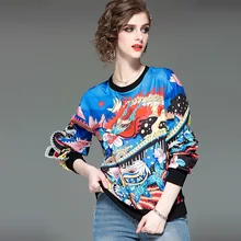 Preppy Style blue Casual Loose Spring&Autumn O Neck Women Long Sleeve Shirt Free Shipping Streetwear Oversize