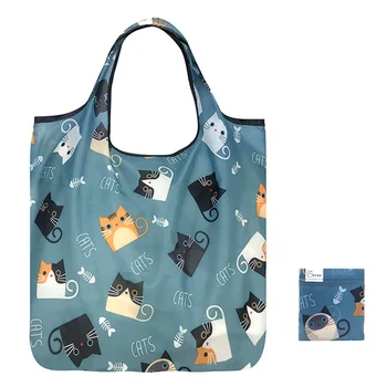 

Reusable Tote Travel Printing Causal Grocery Shopping Bag Foldable Cartoon Daily Polyester Lightweight Eco Friendly Ladies