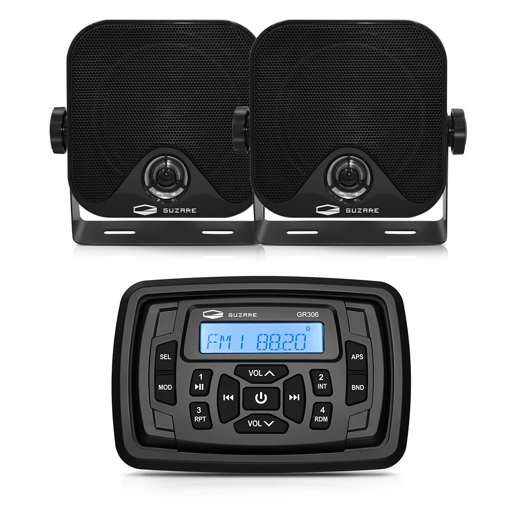 

Морской Стерео радиоприемник для лодки, аудиоприемник Bluetooth, FM AM, Автомобильный MP3-плеер + 4 дюймовые водонепроницаемые динамики для квадроциклов, планшетов